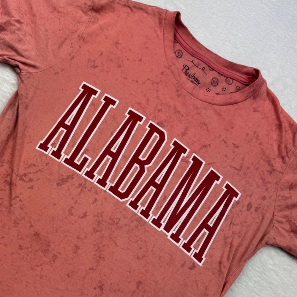 Pressbox Alabama Crimson Tide‎ Acid Wash T-Shirt Women Large Red Curved Hem Tee